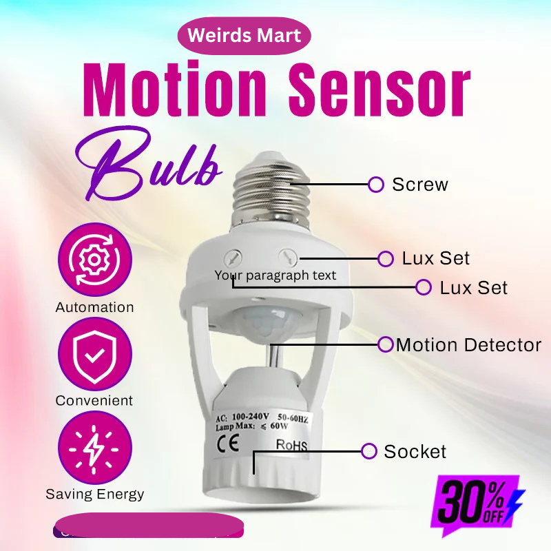 🔆 Smart Motion Sensor Bulb Holder 🚶‍♂️💡